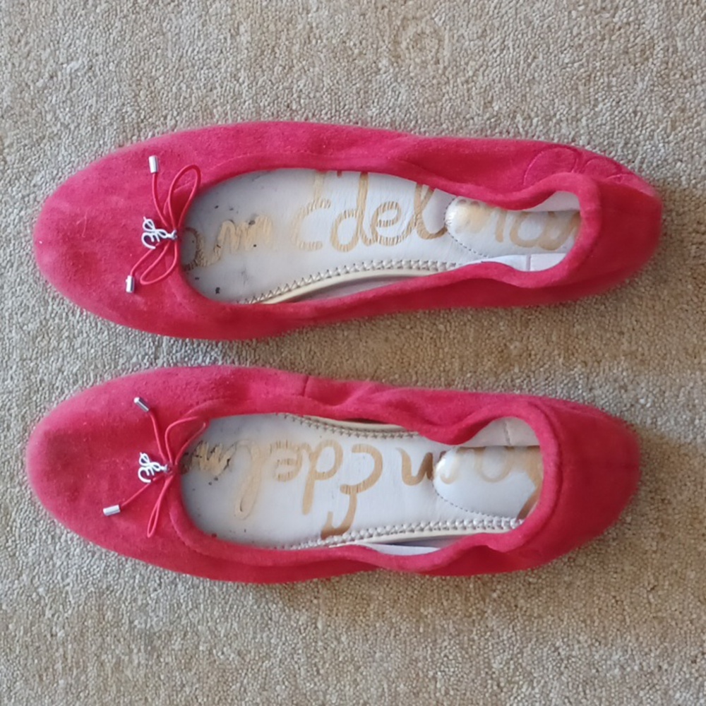 Sam Edelman Red Flat Slip On Womens Shoes 8 suede ballet flat felicia